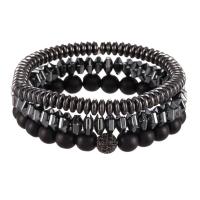 Men Bracelet Abrazine Stone with Iron Rock polished elastic & for man Length Approx 7.3 Inch Sold By Set