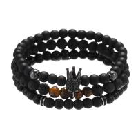 Men Bracelet Abrazine Stone with Lava elastic & for man black 6mm Length Approx 7.3 Inch Sold By Set