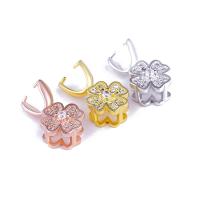 Brass Pinch Bail, Four Leaf Clover, plated, micro pave cubic zirconia, more colors for choice, 18*9mm, Sold By PC