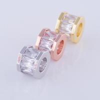 Cubic Zirconia Micro Pave Brass Beads, Octagon, plated, micro pave cubic zirconia, more colors for choice, 9*7mm, Sold By PC
