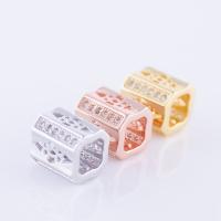 Brass Large Hole Bead, plated, DIY & micro pave cubic zirconia, more colors for choice, 9.3*8.7mm, Sold By PC