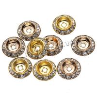 Brass Spacer Beads, plated, DIY & with rhinestone, more colors for choice, nickel, lead & cadmium free, 15mm, Hole:Approx 2.6mm, 500PCs/Bag, Sold By Bag
