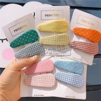 Cloth Hair Snap Clip with Zinc Alloy printing 2 pieces & mixed pattern & for children 55mm Sold By Lot