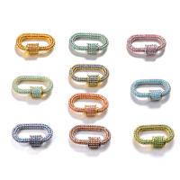 Brass Carabiner Key Ring, plated, DIY & micro pave cubic zirconia, more colors for choice, 29x18mm, 3PCs/Lot, Sold By Lot