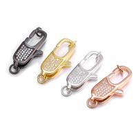 Brass Lobster Clasp, plated, DIY & micro pave cubic zirconia, more colors for choice, 24x11.50mm, 5PCs/Lot, Sold By Lot