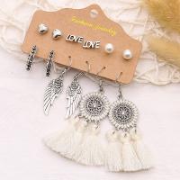 Tibetan Style Earring Set, Stud Earring & earring, with Cotton Thread, plated, fashion jewelry & different styles for choice & for woman, more colors for choice, nickel, lead & cadmium free, Sold By Set