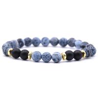 Unisex Bracelet, Natural Stone, Round, plated, anti-fatigue, more colors for choice, 8mm,19mm, Sold By Strand