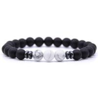 Unisex Bracelet, Natural Stone, Round, plated, elastic & anti-fatigue, more colors for choice, 8mm,19mm, Sold By Strand