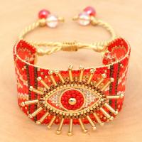 Evil Eye Jewelry Bracelet Glass Seedbead Braided Bracelet Adjustable & handmade & woven pattern & for woman 125*30mm Sold By Strand