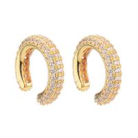 Brass Earring Clip, plated, micro pave cubic zirconia & for woman, more colors for choice, nickel, lead & cadmium free, 16x4mm, 2Pairs/Lot, Sold By Lot
