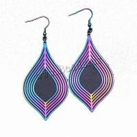Stainless Steel Drop Earring, plated, fashion jewelry & for woman, more colors for choice, 82x35mm, Sold By Pair