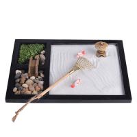 Fibreboard med middel tæthed Zen Sandkasse Ornament, Square, halv håndlavet, til hjemmet og kontoret, sort, 215x175x12mm, Solgt af PC