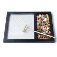 Płyta pilśniowa o średniej gęstości Ornament piaskownicy Zen, Kwadrat, pół ręcznie, do domu i biura, czarny, 215x170x10mm, sprzedane przez PC