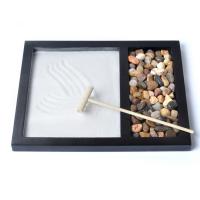 Middle Density Fibreboard Zen Sandbox Ornament, Square, half handmade, for home and office, black, 215x170x10mm, Sold By PC