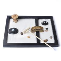 Fibreboard mit mittlerer Dichte Zen Sandbox Ornament, Quadrat, Halbhandgefertigt, für Zuhause und Büro, schwarz, 215x170x10mm, verkauft von PC