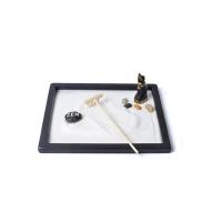 Fibreboard mit mittlerer Dichte Zen Sandbox Ornament, Quadrat, Halbhandgefertigt, für Zuhause und Büro, schwarz, 215x170x10mm, verkauft von PC