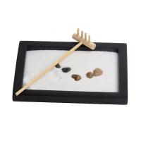 Middle Density Fibreboard Zen Sandbox Ornament, Square, half handmade, for home and office, black, 215x175x12mm, Sold By PC