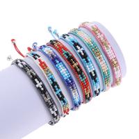 Bracelet de perles de verre, Seedbead, avec corde de cire, bijoux de mode, plus de couleurs à choisir, 15cm-26cm, Vendu par brin
