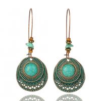 Tibetan Style Drop Earrings, with turquoise, plated, fashion jewelry & for woman, more colors for choice, nickel, lead & cadmium free, 23x57mm, Sold By Pair
