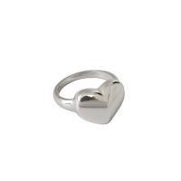Ezüst ékszer Finger Ring, 990 Sterling Ezüst, Szív, ezüst színű bevonattal, a nő, 10.6x13.3mm, 2.3mm, Méret:4, Által értékesített PC