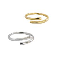 925 Sterling Silver Pljuska prst prsten, pozlaćen, Korejski stil & prilagodljiv & za žene, više boja za izbor, 5.3mm, 16.9mm, Veličina:6.5, Prodano By PC