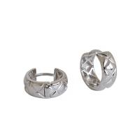 925 sterline d'argento Huggie Orecchino ad anello, Rhombus, placcato, Stile coreano & per la donna, nessuno, 5.5mm, 11mm, Venduto da coppia