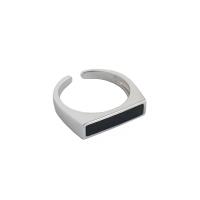 925 Sterling Silver Pljuska prst prsten, platine pozlaćen, prilagodljiv & za žene & epoksi naljepnica, 4.7mm, 16.9mm, Veličina:6.5, Prodano By PC