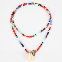 Pullover Kette Halskette, Seedbead, mit Muschel, goldfarben plattiert, Bohemian-Stil & für Frau, keine, 600mm, verkauft per ca. 23.62 ZollInch Strang