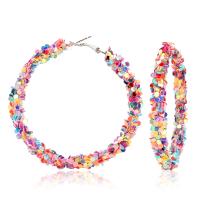 Plastic Hoop Earring, with Tibetan Style, different styles for choice & for woman, mixed colors, 65x65mm, Sold By Pair
