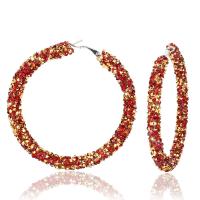 Rhinestone Hoop Earring with Zinc Alloy & for woman Sold By Pair
