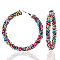 Gemstone Hoop Earring, for woman, more colors for choice, 65x65mm, Sold By Pair