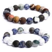Matte Natural Gemstone Bracelets Natural Stone Round elastic & Unisex 10mm Sold Per Approx 7.5 Inch Strand