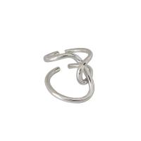 925 de prata esterlina Cuff Ring Finger, banhado, ajustável & para mulher & vazio, Mais cores pare escolha, 23mm, 15.8mm, tamanho:5, vendido por PC