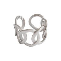 925 Sterling Silver Cuff Finger Ring, Geometrical Pattern, platinum plated, adjustable & for woman & hollow, 14mm, 16.5mm, US Ring Size:6, Sold By PC