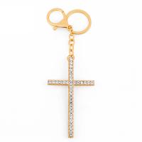 Bag Purse Charms Keyrings Keychains, Brass, Cross, plated, micro pave cubic zirconia, more colors for choice, 51x158mm, Sold By PC
