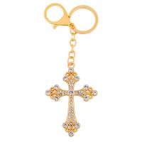 Bag Purse Charms Keyrings Keychains, Brass, Cross, plated, micro pave cubic zirconia, more colors for choice, 51x142mm, Sold By PC