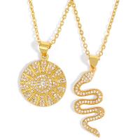 Cubic Zircon Micro Pave Brass Necklace, with 1.97 inch extender chain, 18K gold plated, different styles for choice & micro pave cubic zirconia, metallic color plated, 13x29mm, Sold Per Approx 17.7 Inch Strand
