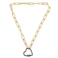 Cubic Zircon Micro Pave Brass Necklace Heart plated Unisex & micro pave cubic zirconia & hollow Sold Per Approx 17.7 Inch Strand