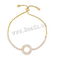 Cubic Zirconia Micro Pave Brass Bracelet 18K gold plated Adjustable & micro pave cubic zirconia & for woman & hollow metallic color plated Sold Per Approx 9.1 Inch Strand