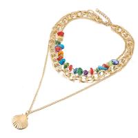 Multi Layer Necklace Zinc Alloy with Shell plated fashion jewelry & for woman nickel lead & cadmium free Sold By Strand
