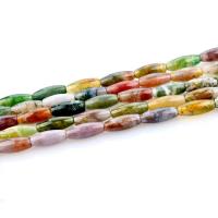 Indian Agate Beads, Drum, polished, DIY, multi-colored, 5x12mm, Length:Approx 15.4 Inch, 2Strands/Bag, Approx 33PCs/Strand, Sold By Bag