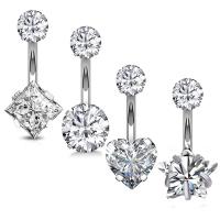 Stainless Steel Belly Ring, plated, different styles for choice & micro pave cubic zirconia & for woman, more colors for choice, 23mm, Sold By PC