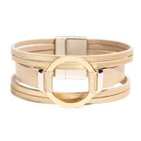 PU Leather Cord Bracelets with Zinc Alloy for woman & multi-strand gold Length Approx 14.96 Inch Sold By PC