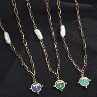 Κοσμήματα από ανοξείδωτο χάλυβα κολιέ, Από ανοξείδωτο χάλυβα, με τυρκουάζ, επιχρυσωμένο, κοσμήματα μόδας & για τη γυναίκα, περισσότερα χρώματα για την επιλογή, 19.50mm, Sold Per 20.1 inch Strand