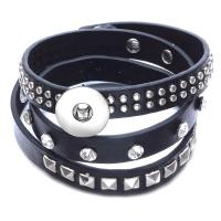 Snap Button Bracelet Leather plated fashion jewelry & for woman 18mm Sold By PC