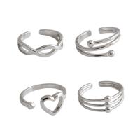 925 Sterling Silver Pljuska prst prsten, platine pozlaćen, prilagodljiv & različitih stilova za izbor & za žene & šupalj, 14.40mm, Veličina:4, Prodano By PC