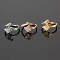 Titanium Steel Finger Ring, Butterfly, plated, Adjustable & micro pave cubic zirconia & for woman, more colors for choice, 7mm, Sold By PC