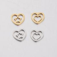 Stainless Steel Heart Pendants, polished, DIY & hollow, more colors for choice, 10*9mm, Sold By PC