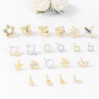 Brass Earring Drop Component plated DIY & micro pave cubic zirconia nickel lead & cadmium free Sold By Lot