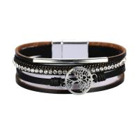 PU Leather Cord Bracelets with Zinc Alloy plated for woman Sold By PC